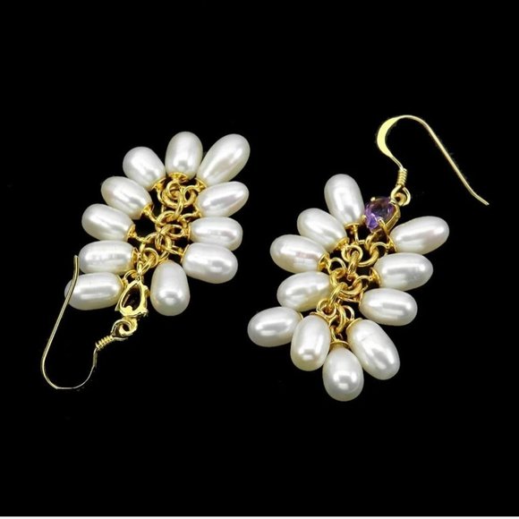 Pearl Earrings, Drop Dangle Earrings, Statement Earrings, Luxury Bridal Earrings - Picture 3 of 6